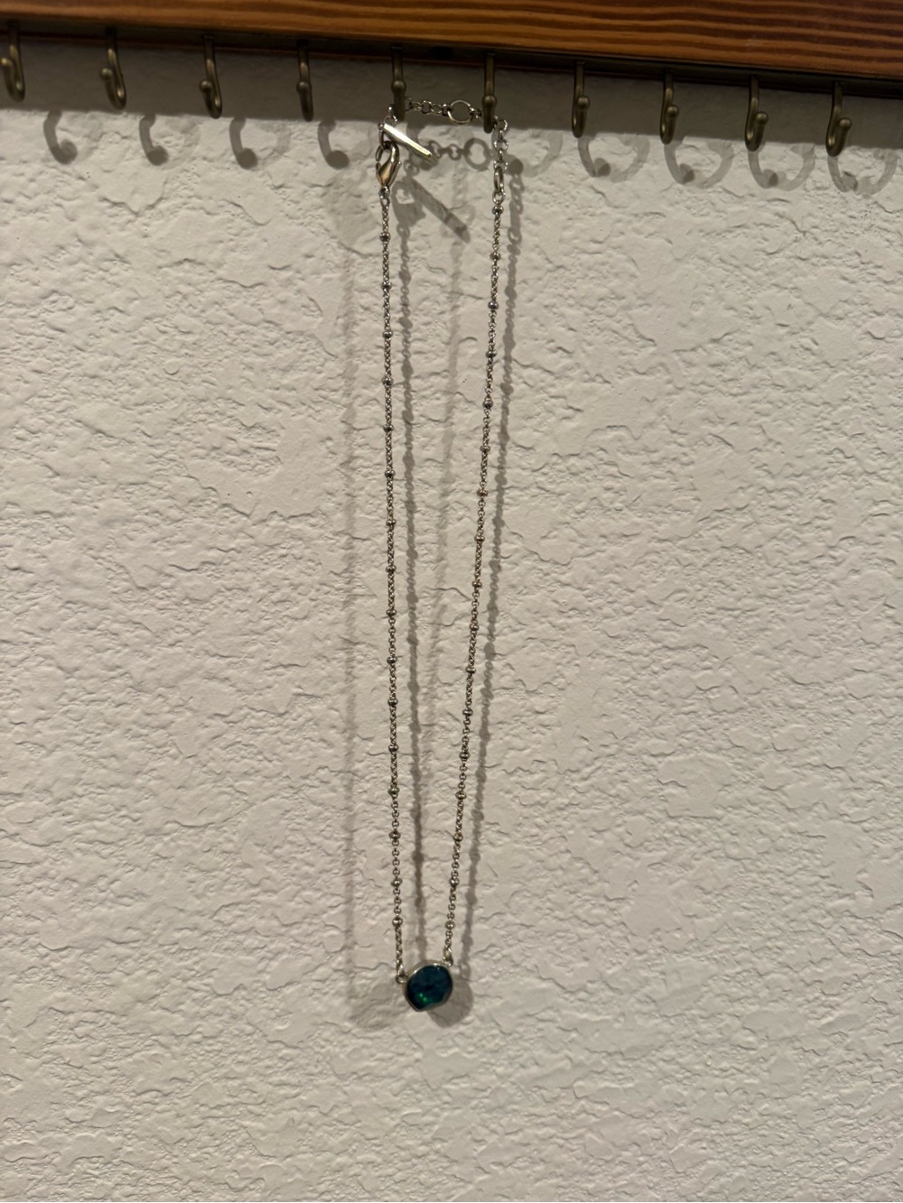 Jessica Simpson Silver Necklace with Teal Pendant